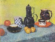 Vincent Van Gogh Still life with coffee pot, dishes and fruit oil painting reproduction